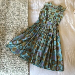 Vintage blue patterned sleeveless dress, size small